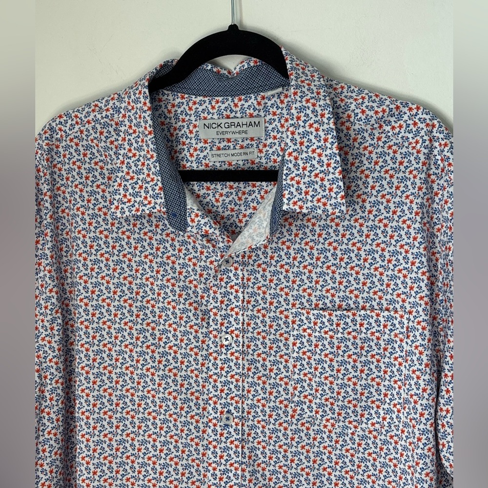 Nick Graham Everywhere Men Short Sleeve Floral Shirt  Modern Fit Size 3XL f43